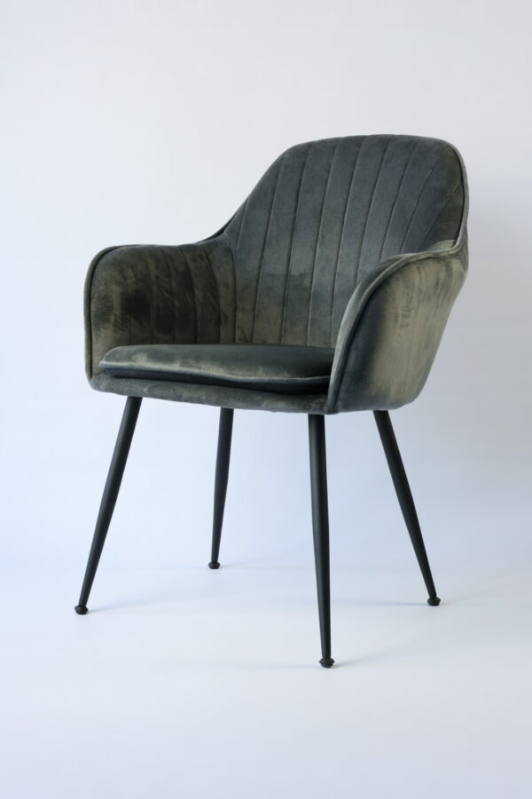 Beleza Velvet Chair Dark Grey Ferrograin Black by Lounge Away