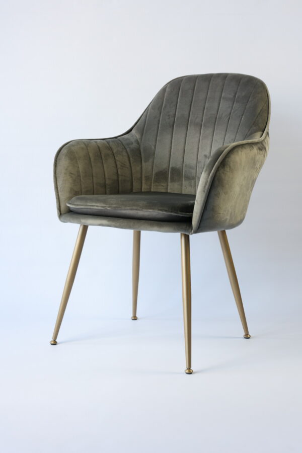 Beleza Velvet Chair Dusty Grey Matt Gold by Lounge Away