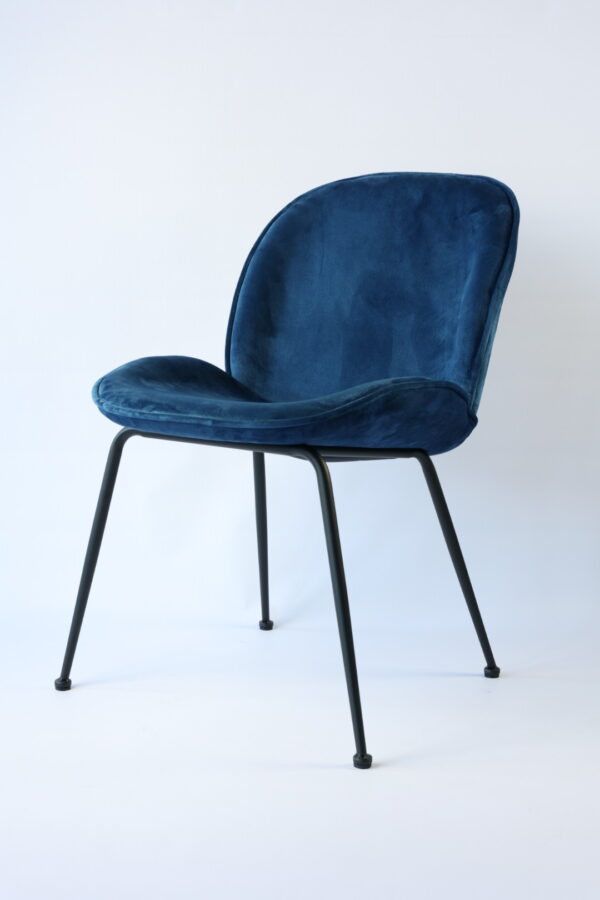 Lizzi Velvet Chair Blue Ferrograin Black by Lounge Away