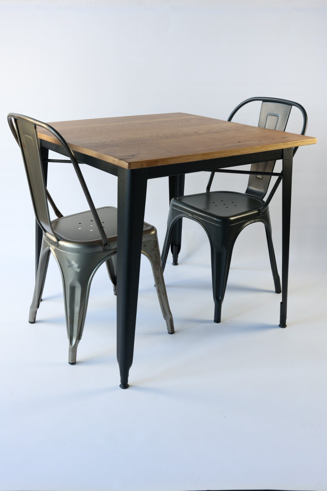 Tolix Dining Table Oak Top 4 Seater by Lounge Away